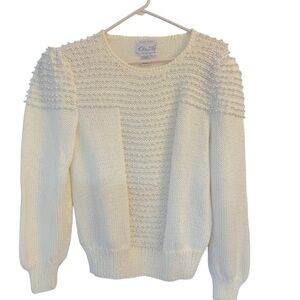 Vintage Christine Women's Cream Pearl off white Sweater size large